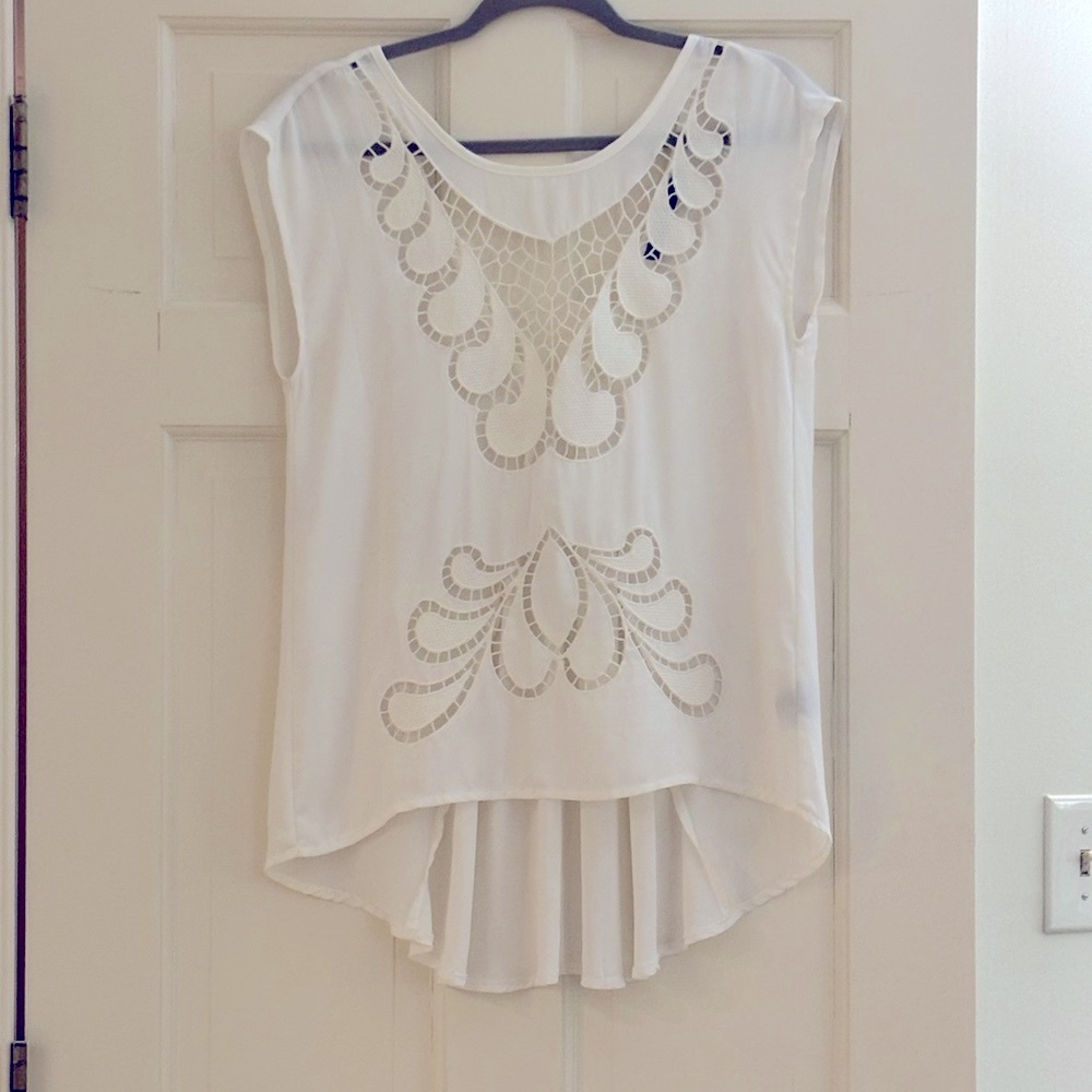 Ark & Co. White Lace Detail Women's Top